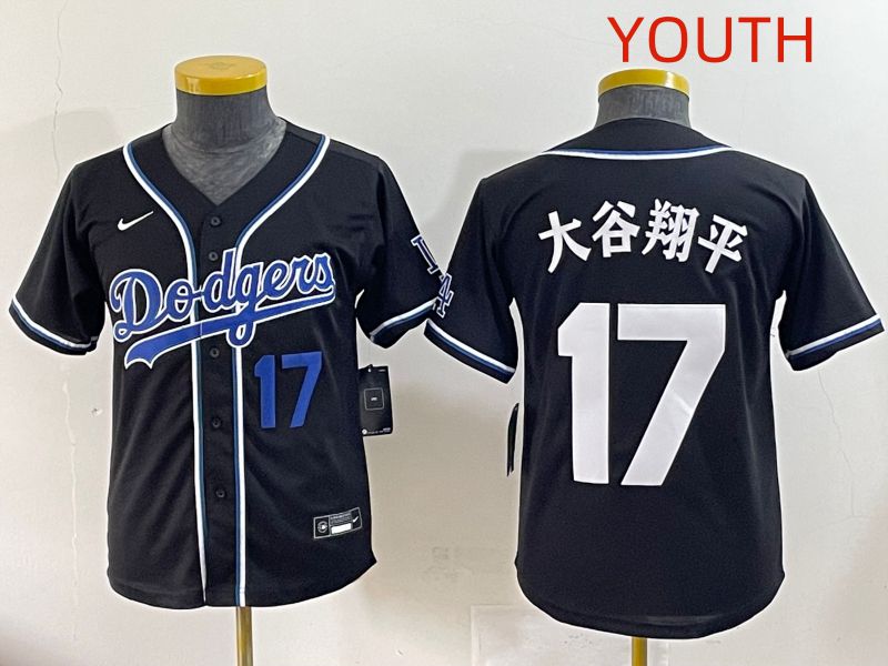 Youth 2025 Los Angeles Dodgers #17 Ohtani Black Three generations Fashion Nike MLB Jersey style 14->youth mlb jersey->Youth Jersey